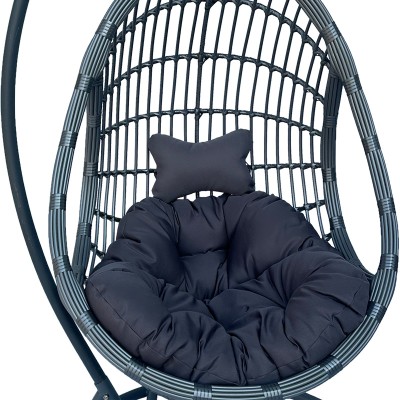 Κούνια φωλιά με βάση Cungo pakoworld μέταλλο ανθρακί pe rattan σε γκρι απόχρωση 125x105x195εκ