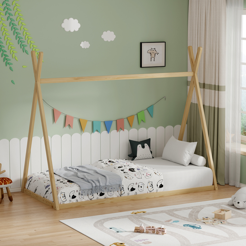 Παιδικό κρεβάτι Lilly τ. Montessori pakoworld ξύλο πεύκου σε φυσική απόχρωση 90x190εκ