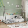 Παιδικό κρεβάτι Lilly τ. Montessori pakoworld ξύλο πεύκου σε γκρι απόχρωση 90x190εκ