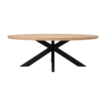 Τραπεζι Jenma pakoworld μασίφ mango ξύλο σε φυσική απόχρωση-πόδι μαύρο μέταλλο 180x90x76εκ