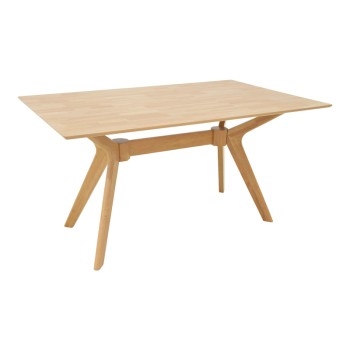 Τραπέζι Raffles pakoworld rubberwood με mdf σε φυσική απόχρωση 150x90x76εκ