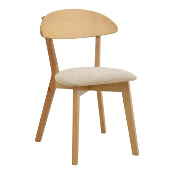 Καρέκλα Canon pakoworld rubberwood σε φυσική απόχρωση με γκρι μπεζ ύφασμα 43x52x83,5εκ | 2 τμχ