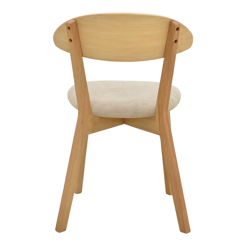 Καρέκλα Canon pakoworld rubberwood σε φυσική απόχρωση με γκρι μπεζ ύφασμα 43x52x83,5εκ | 2 τμχ