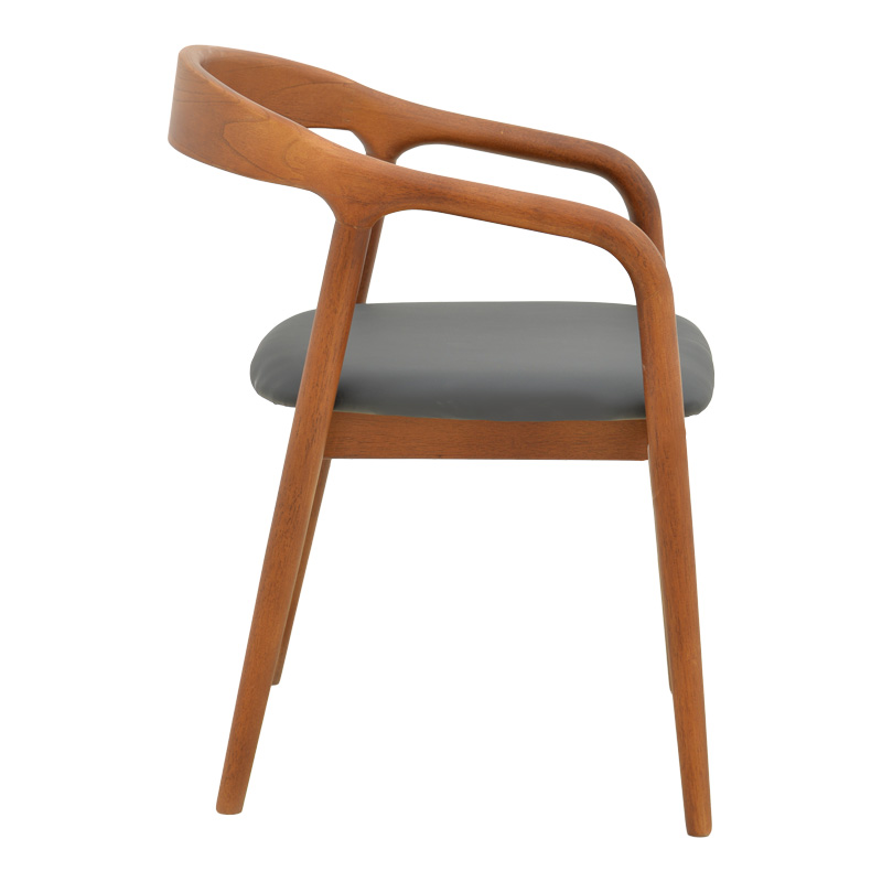 Πολυθρόνα Hogie pakoworld rubberwood καρυδί- μαύρο pu μαξιλάρι 61x60x76εκ | 2 τμχ