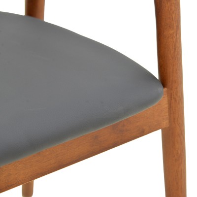 Πολυθρόνα Hogie pakoworld rubberwood καρυδί- μαύρο pu μαξιλάρι 61x60x76εκ | 2 τμχ