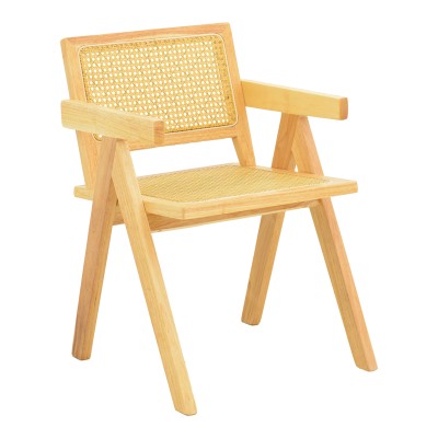 Πολυθρόνα Winslow pakoworld rubberwood-rattan σε φυσική απόχρωση 51x54x80εκ