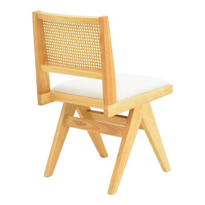 Καρέκλα Winslow pakoworld rubberwood σε φυσική απόχρωση-ύφασμα λευκό 46x58x80εκ