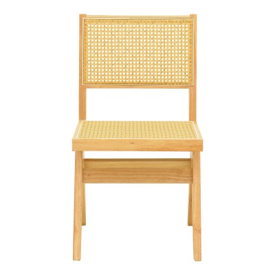 Καρέκλα Winslow pakoworld rubberwood-rattan σε φυσική απόχρωση 46x58x80εκ