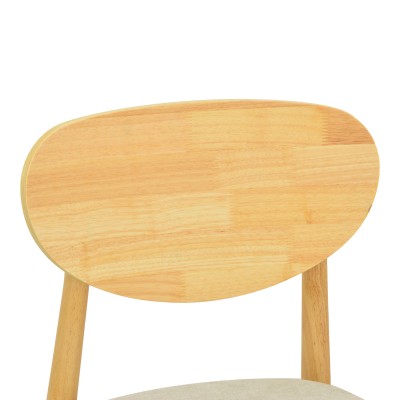 Καρέκλα Cardith pakoworld rubberwood-plywood σε φυσική απόχρωση-ύφασμα γκρι-μπεζ 48x51x78εκ