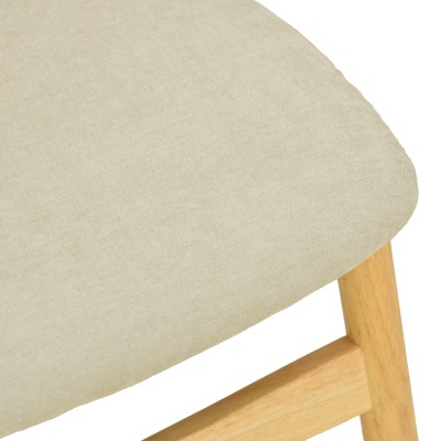 Καρέκλα Cardith pakoworld rubberwood-plywood σε φυσική απόχρωση-ύφασμα γκρι-μπεζ 48x51x78εκ