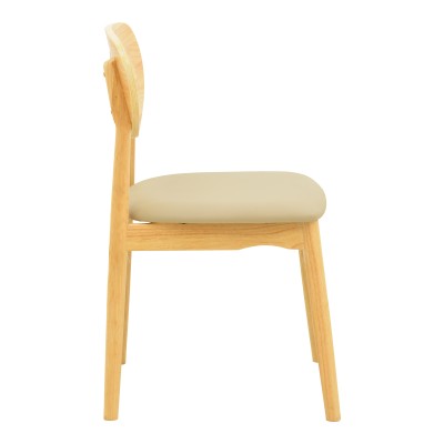 Καρέκλα Cardith pakoworld rubberwood-plywood σε φυσική απόχρωση-pu μπεζ 48x51x78εκ