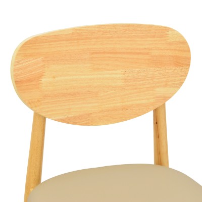 Καρέκλα Cardith pakoworld rubberwood-plywood σε φυσική απόχρωση-pu μπεζ 48x51x78εκ