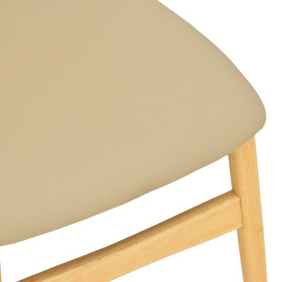Καρέκλα Cardith pakoworld rubberwood-plywood σε φυσική απόχρωση-pu μπεζ 48x51x78εκ