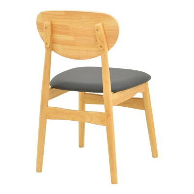 Καρέκλα Cardith pakoworld rubberwood-plywood σε φυσική απόχρωση-pu μαύρο 48x51x78εκ