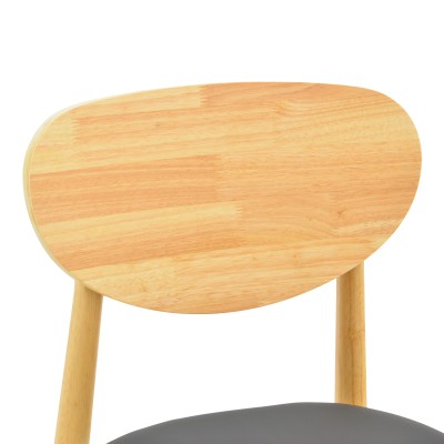 Καρέκλα Cardith pakoworld rubberwood-plywood σε φυσική απόχρωση-pu μαύρο 48x51x78εκ