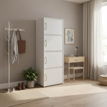 Ντουλάπι-στήλη Soline I pakoworld σε λευκή απόχρωση 40x34.5x120εκ