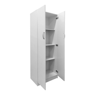 Ντουλάπα δίφυλλη Athos pakoworld σε λευκή απόχρωση 60x42x180εκ