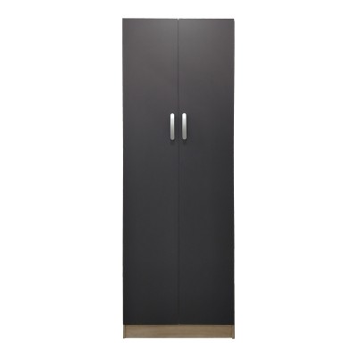 Ντουλάπα δίφυλλη Athos pakoworld σε sonoma-ανθρακί απόχρωση 60x42x180εκ