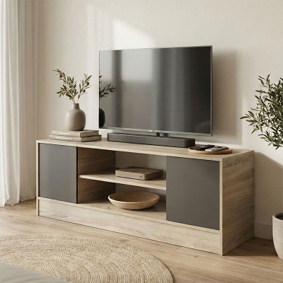 Έπιπλο τηλεόρασης Sasa pakoworld sonoma-ανθρακί 120x35x41.5εκ