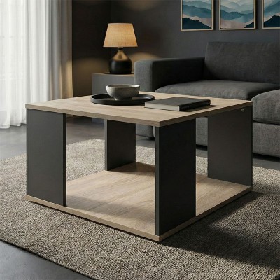 Τραπέζι σαλονιού Zelegan pakoworld sonoma-ανθρακί 60x60x39εκ