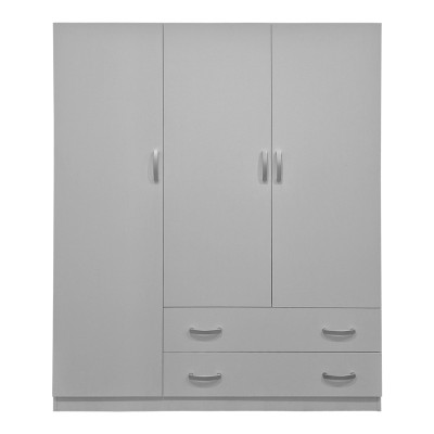 Ντουλάπα τρίφυλλη με 2 συρτάρια Alvia pakoworld λευκή 150x51x180εκ