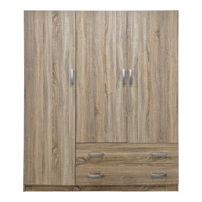 Ντουλάπα τρίφυλλη με 2 συρτάρια Alvia pakoworld sonoma 150x51x180εκ