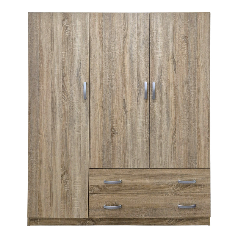 Ντουλάπα τρίφυλλη με 2 συρτάρια Alvia pakoworld sonoma 150x51x180εκ