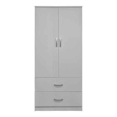 Ντουλάπα δίφυλλη με 2 συρτάρια Alvia pakoworld λευκή 80x51.5x180εκ