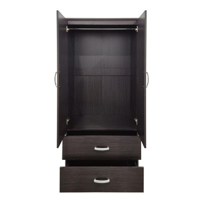 Ντουλάπα δίφυλλη με 2 συρτάρια Alvia pakoworld wenge 80x51.5x180εκ