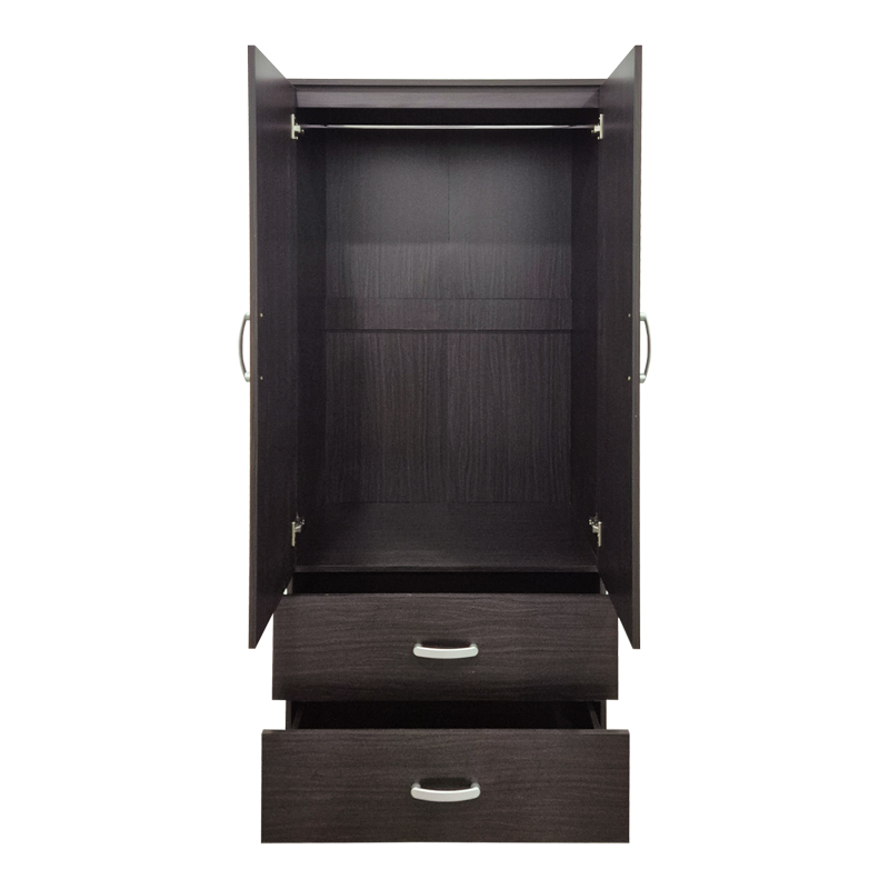 Ντουλάπα δίφυλλη με 2 συρτάρια Alvia pakoworld wenge 80x51.5x180εκ