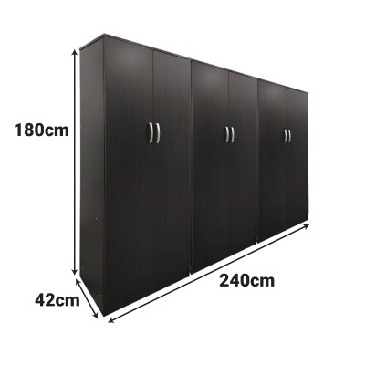 Ντουλάπα εξάφυλλη Athos pakoworld wenge 240x42x180εκ