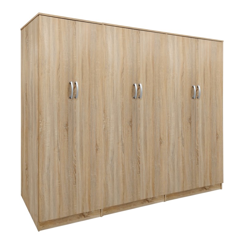 Ντουλάπα εξάφυλλη Athos ΙΙ pakoworld sonoma 240x42x180εκ
