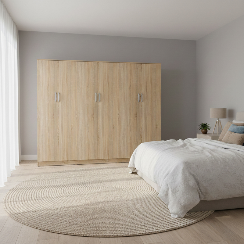 Ντουλάπα εξάφυλλη Athos ΙΙ pakoworld sonoma 240x42x180εκ