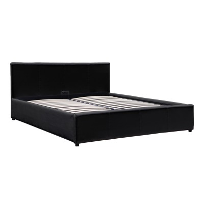 Κρεβάτι Dellia pakoworld με αποθηκευτικό χώρο pu μαύρο 150x200εκ