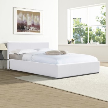 Κρεβάτι Dellia pakoworld με αποθηκευτικό χώρο pu λευκό 150x200εκ