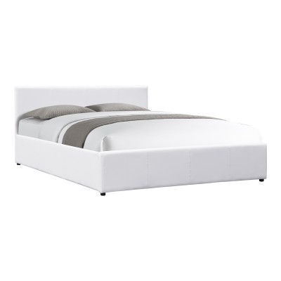 Κρεβάτι Dellia pakoworld με αποθηκευτικό χώρο pu λευκό 150x200εκ