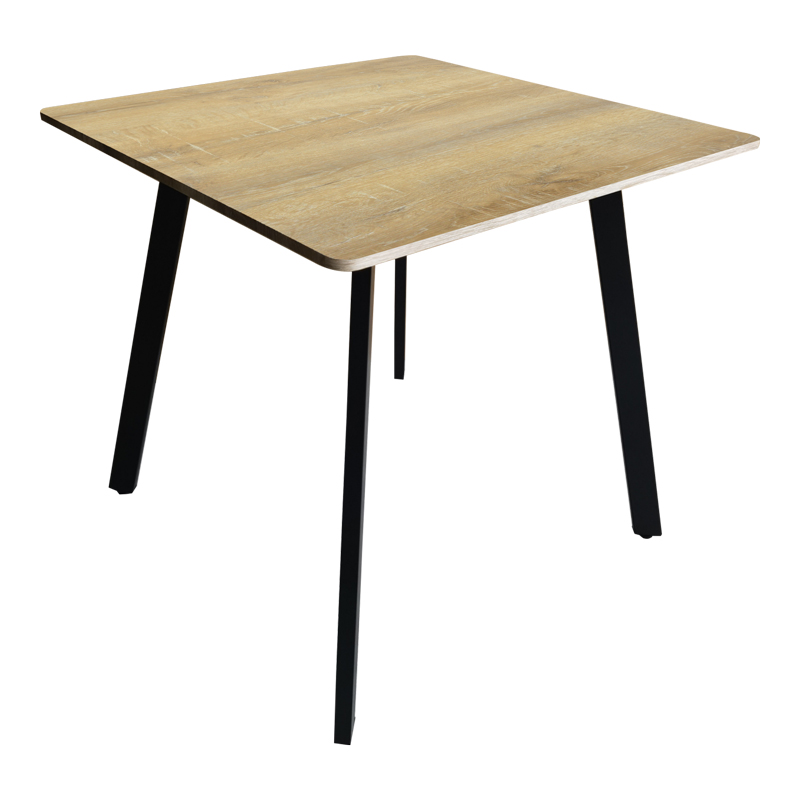 Τραπέζι Squaro pakoworld sonoma mdf με μαύρα μεταλλικά πόδια 80x80x75εκ