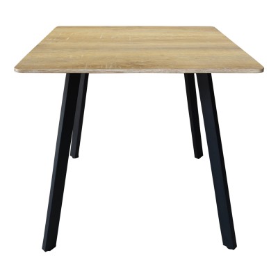Τραπέζι Squaro pakoworld sonoma mdf με μαύρα μεταλλικά πόδια 80x80x75εκ