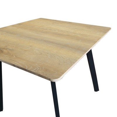 Τραπέζι Squaro pakoworld sonoma mdf με μαύρα μεταλλικά πόδια 80x80x75εκ
