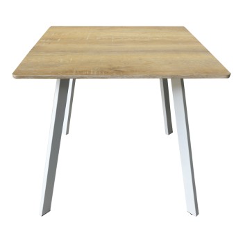 Τραπέζι Squaro pakoworld sonoma mdf με λευκά μεταλλικά πόδια 80x80x75εκ
