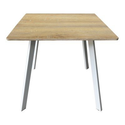 Τραπέζι Squaro pakoworld sonoma mdf με λευκά μεταλλικά πόδια 80x80x75εκ
