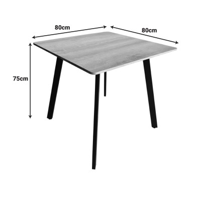 Τραπέζι Squaro pakoworld sonoma mdf με λευκά μεταλλικά πόδια 80x80x75εκ