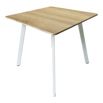 Τραπέζι Squaro pakoworld sonoma mdf με λευκά μεταλλικά πόδια 80x80x75εκ