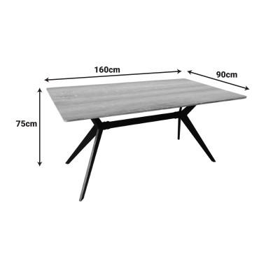 Τραπέζι Ezali pakoworld sonoma mdf με μαύρα μεταλλικά πόδια 160x90x75εκ