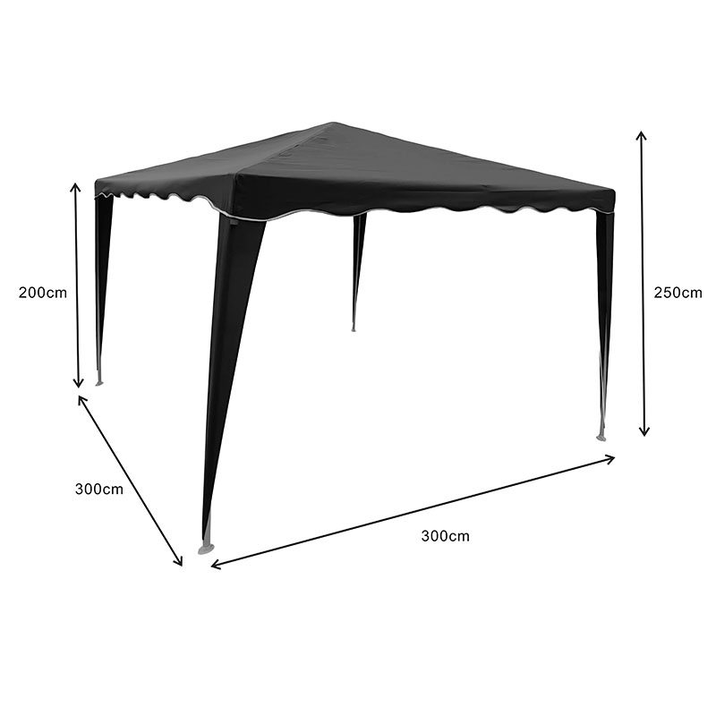 Κιόσκι Gazebo pakoworld μεταλλικός σκελετός - ύφασμα ανθρακί 3x3m