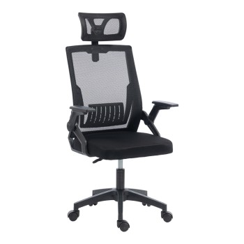Καρέκλα γραφείου Plymot pakoworld mesh χρώμα μαύρο 48x58x112-122εκ