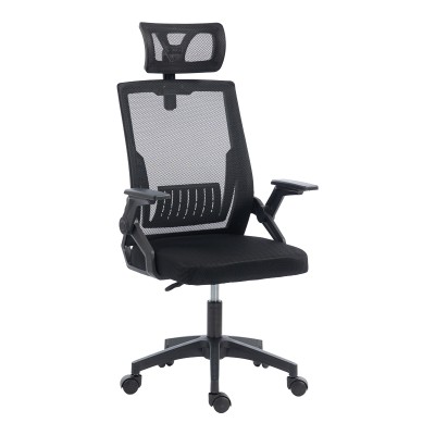 Καρέκλα γραφείου Plymot pakoworld mesh χρώμα μαύρο 48x58x112-122εκ