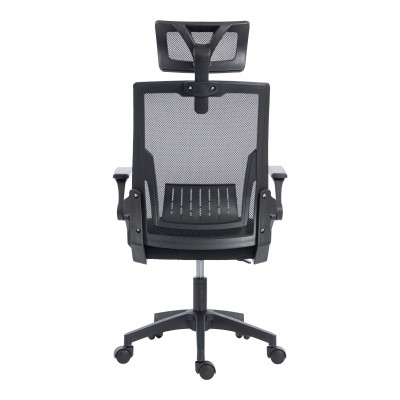 Καρέκλα γραφείου Plymot pakoworld mesh χρώμα μαύρο 48x58x112-122εκ