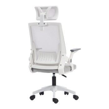 Καρέκλα γραφείου Plymot pakoworld λευκή - mesh γκρι 48x58x112-122εκ
