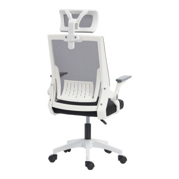 Καρέκλα γραφείου Plymot pakoworld λευκή - mesh μαύρο 48x58x112-122εκ